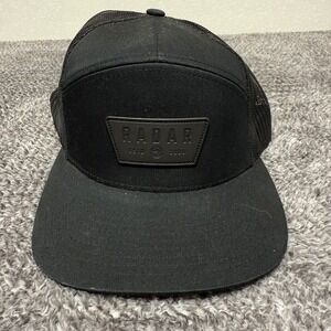 RADAR Mens Trucker Hat Snapback Black Mesh Flat Bill Adjustable Baseball Cap
